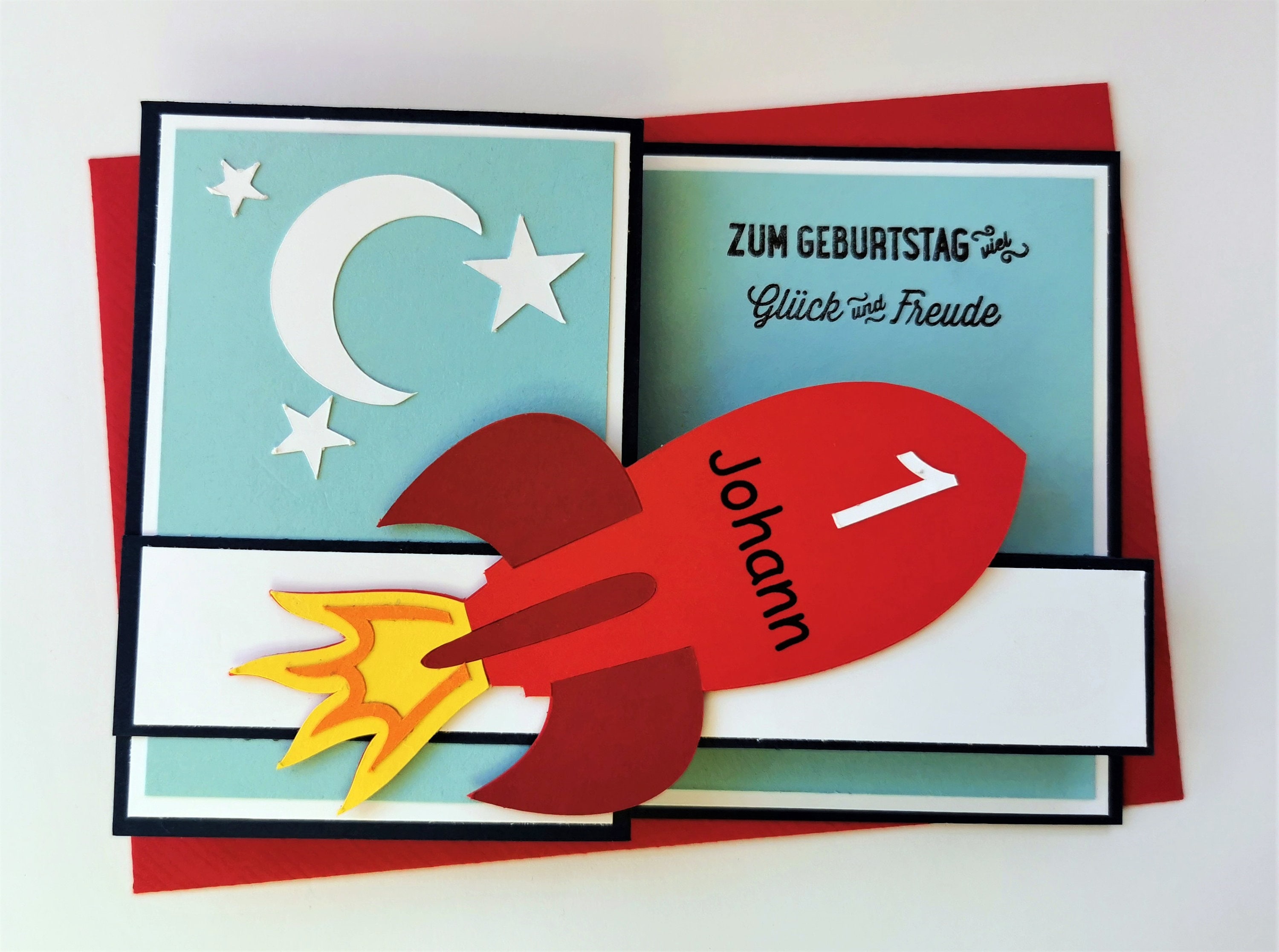 Pop up Glückwunschkarte Kindergeburtstag Geburtstag Rakete Etsy.de