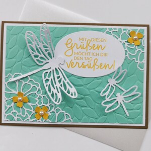 Grußkarte Frauen Libelle Floral Spitze