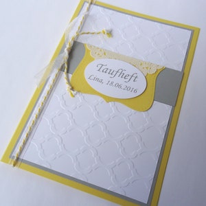 Kirchenheft, Taufheft-Hülle mit Namen und Datum, 10er Set