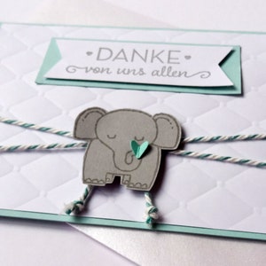Danksagung Karte Taufe Elefant individueller Text 8 Stück
