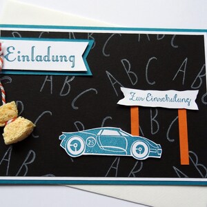 Einladung zur Einschulung, Rennauto 6er Set