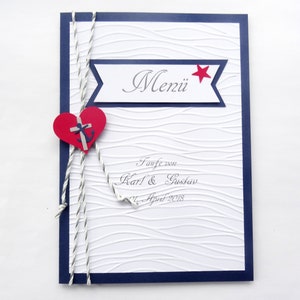 Menükarte maritim Taufe Hochzeit 7 Stück