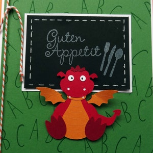 Menükartenhülle Einschulung süßer Drache