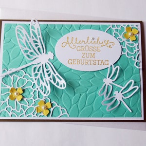 Geburtstagskarte Frauen Libelle Floral Spitze