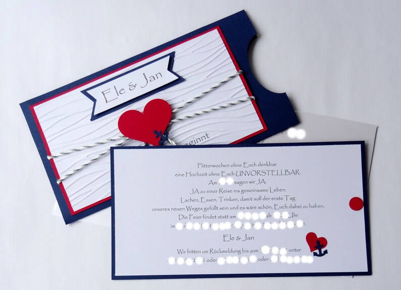 Einladung Hochzeit maritime Einsteckkarte Etsy