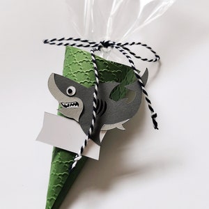 Gastgeschenk, Mitgebsel, Mini-Schultüte Hai, 10er Set