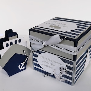 Geldgeschenk 10 x 10 cm Hochzeit Schiff Boot maritim