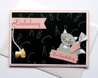 Einladung Einschulung, Schulanfang Katze, Kätzchen, 6erSet