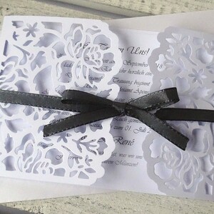 Einladung Hochzeit edel floral Farbwahl 10er