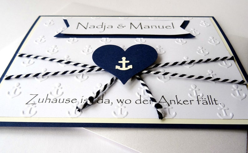 Maritime Glückwunschkarte Hochzeit Herz & Anker Etsy.de