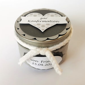 Gastgeschenk 10 kleine Dose Konfirmation Taufe Hochzeit Farben, Schriftzug individuell