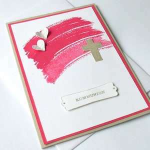 Einladung 5er Set Kommunion Konfirmation Firmung Schulanfang pink sand