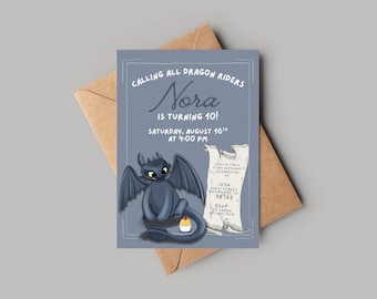 How To Train Your Dragon Personalized Birthday Party Invitation, Toothless Birthday Party Invitation, Digital Invitation