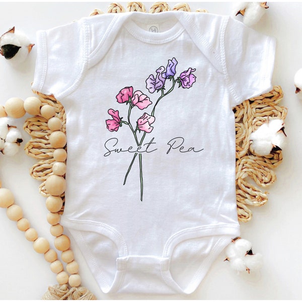 Sweet Pea Baby Bodysuit, Sweet Pea Baby Gift, Sweet Pea Baby Clothes, April Birth Flower Outfit, Sweet Pea Newborn Bodysuit, Baby Girl Gift