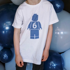 Age Birthday Boy Brick Shirt, Toddler Blue Brick Shirt, Mini figure Kid Birthday Shirt, Master Builder Shirt, Simple Building Blocks T-shirt