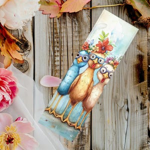 Farmhouse Chicken bookmarks, watercolor bookmarks, chicken bookmarks,