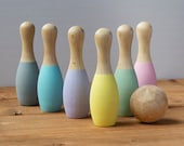 Kids Bowling Set, Wood Toys, Montessori Toy, Wooden Bowling Pins, Preschool Toys, Daycare Toys, Baby Shower Gift, Colourful Wood Pins