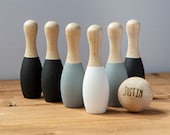 Kids Bowling Set, Wood Toys, Montessori Toy, Wooden Bowling Pins, Preschool Toys, Daycare Toys, Baby Shower Gift, Colourful Wood Pins