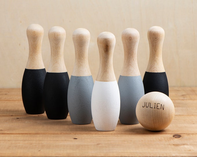 Personalized Wooden Toy Bowling Set Waldorf Inspired Etsy