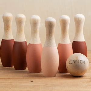 Kids Bowling Set, Wood Toys, Montessori Toy, Wooden Bowling Pins, Preschool Toys, Daycare Toys, Baby Shower Gift, Colourful Wood Pins
