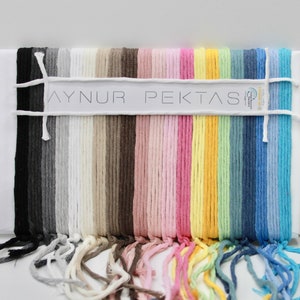 Farbkarte Strickwolle Makramee Musterkarte Baumwolle Oeko-Tex Global Recycled Standard