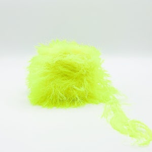 NEON yellow fringed yarn fringe wool knitting wool fur knitting yarn neon yellow yellow soft 100g ball 70meter Oeko-Tex