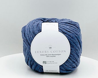 Thick XXL knitting wool blue jeans blue macrame 5 mm 100% cotton soft Oeko-Tex Chunky | Bulky Yarn | Cotton