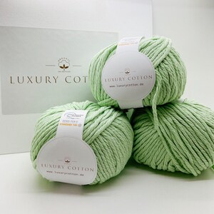 Luxury Cotton Strickwolle Makramee mint grün 5mm recycled Baumwolle weich 100g 70m Oeko-Tex hellgrün Chunky | Bulky Garn | Stricken Weben