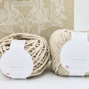 Strickwolle Makramee sand 5mm recycled Baumwolle weich 100g/50gr Knäul 70 meter Oeko-Tex Chunky | Bulky Garn | Cotton