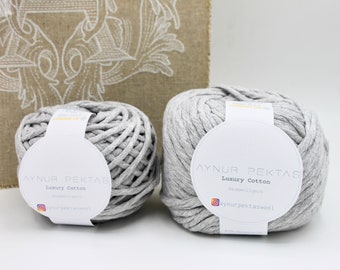 XXL knitting wool macramé grey light grey 5 mm recycled cotton soft 100g/50gr ball 70 meters Oeko-Tex Chunky | Bulky yarn | Cotton