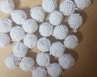Buttons macramé braided buttons white 12 mm