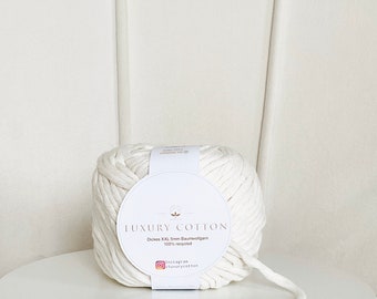 Thick XXL knitting wool macrame cream Ebru nature 5 mm recycled cotton soft 100g ball 70 meters Oeko-Tex Chunky | Bulky Yarn | Cotton