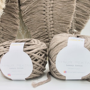 Thick XXL Knitting Wool Chunky | Bulky Yarn | Cotton macrame taupe brown macrame 3 mm recycled cotton 100g 70 m Oeko-Tex