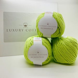 Luxury Cotton NEON XXL Strickwolle Makramee grün lime neongrün 5mm recycled Baumwolle weich 100g 70m Oeko-Tex Chunky | Bulky Garn | Stricken