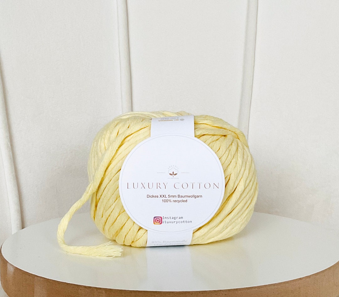 Thick XXL Knitting Wool Chunky Bulky Yarn Cotton Macrame Yellow 5 Mm