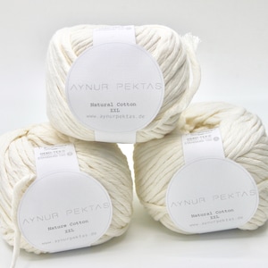 Strickwolle Makramee creme ecru Makramee 5mm recycled Baumwolle weich 100g Knäul 70 meter Oeko-Tex Chunky | Bulky Garn | Cotton