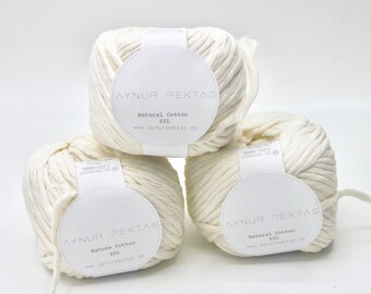 Strickwolle Makramee creme ecru Makramee 5mm recycled Baumwolle weich 100g Knäul 70 meter Oeko-Tex Chunky | Bulky Garn | Cotton