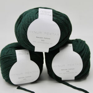 XXL Strickwolle Makramee grün petrol  3mm recycled Baumwolle weich 100g Knäul 70 meter Oeko-Tex Chunky | Bulky Garn | Cotton