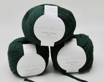 XXL knitting wool macrame green petrol 3 mm recycled cotton soft 100g ball 70 meters Oeko-Tex Chunky | Bulky Yarn | Cotton