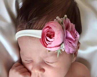 Baby headband, flower headband, baby shower gift, newborn photography headband