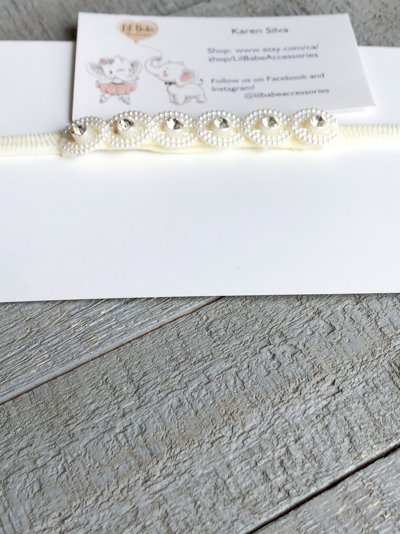 baptism headband rhinestone headband flower girl headband Baby headbands baby shower gift