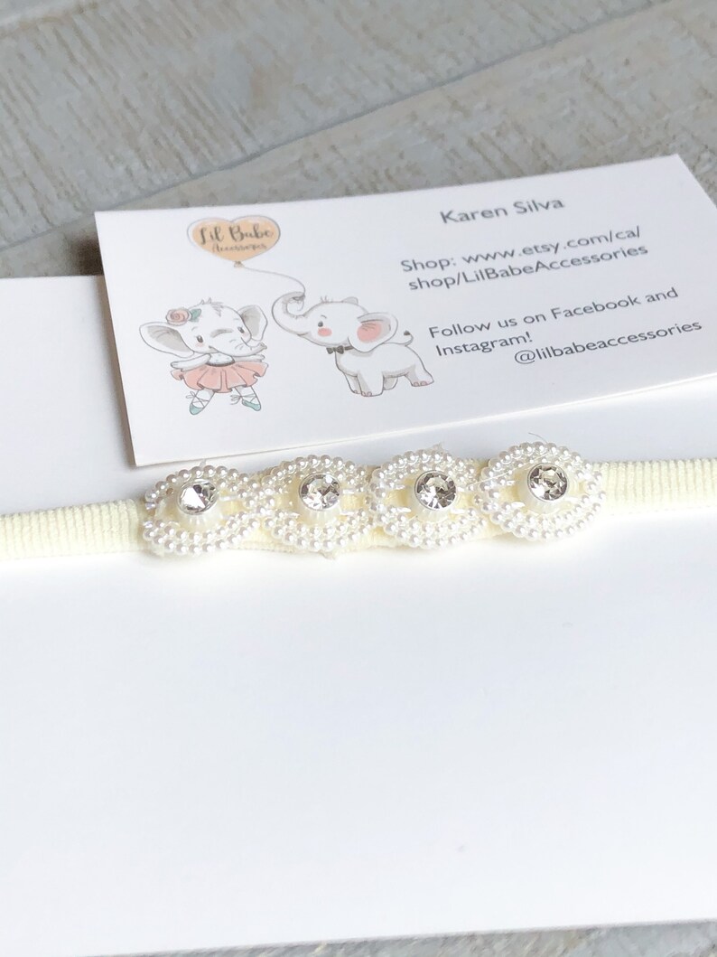 baptism headband rhinestone headband flower girl headband Baby headbands baby shower gift