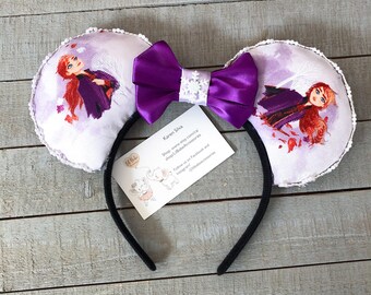 Adult Ana ears, headband, gifts for her, purple headband, satin bow headband