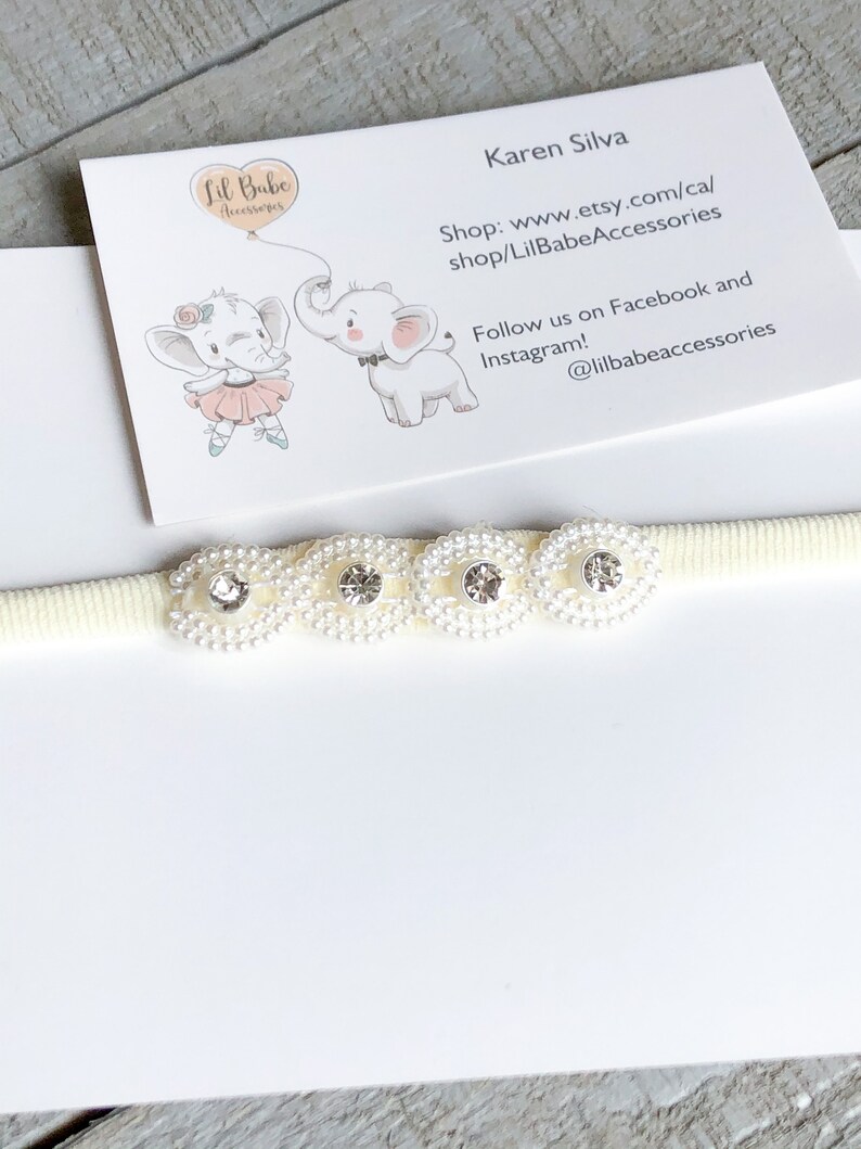baptism headband rhinestone headband flower girl headband Baby headbands baby shower gift