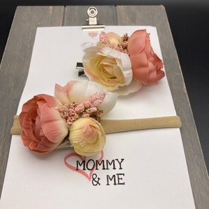 Mommy and me hair accessories, mommy and me look, hair accessories, floral headband, nylon headband, gift for mom, baby shower gift