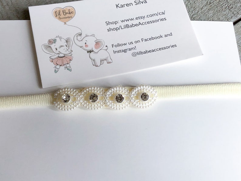 baptism headband rhinestone headband flower girl headband Baby headbands baby shower gift