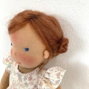 CHIARA Puppe 33 cm 13 Waldorfpuppe, Puppe auf Bestellung, hellbraune lange Mohair Haare, blaue Augen, Gliederpuppe, Montessori Lernpuppe Bild 1