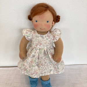 CHIARA Puppe 33 cm 13 Waldorfpuppe, Puppe auf Bestellung, hellbraune lange Mohair Haare, blaue Augen, Gliederpuppe, Montessori Lernpuppe Bild 2