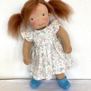 CHIARA Puppe 33 cm 13 Waldorfpuppe, Puppe auf Bestellung, hellbraune lange Mohair Haare, blaue Augen, Gliederpuppe, Montessori Lernpuppe Bild 5