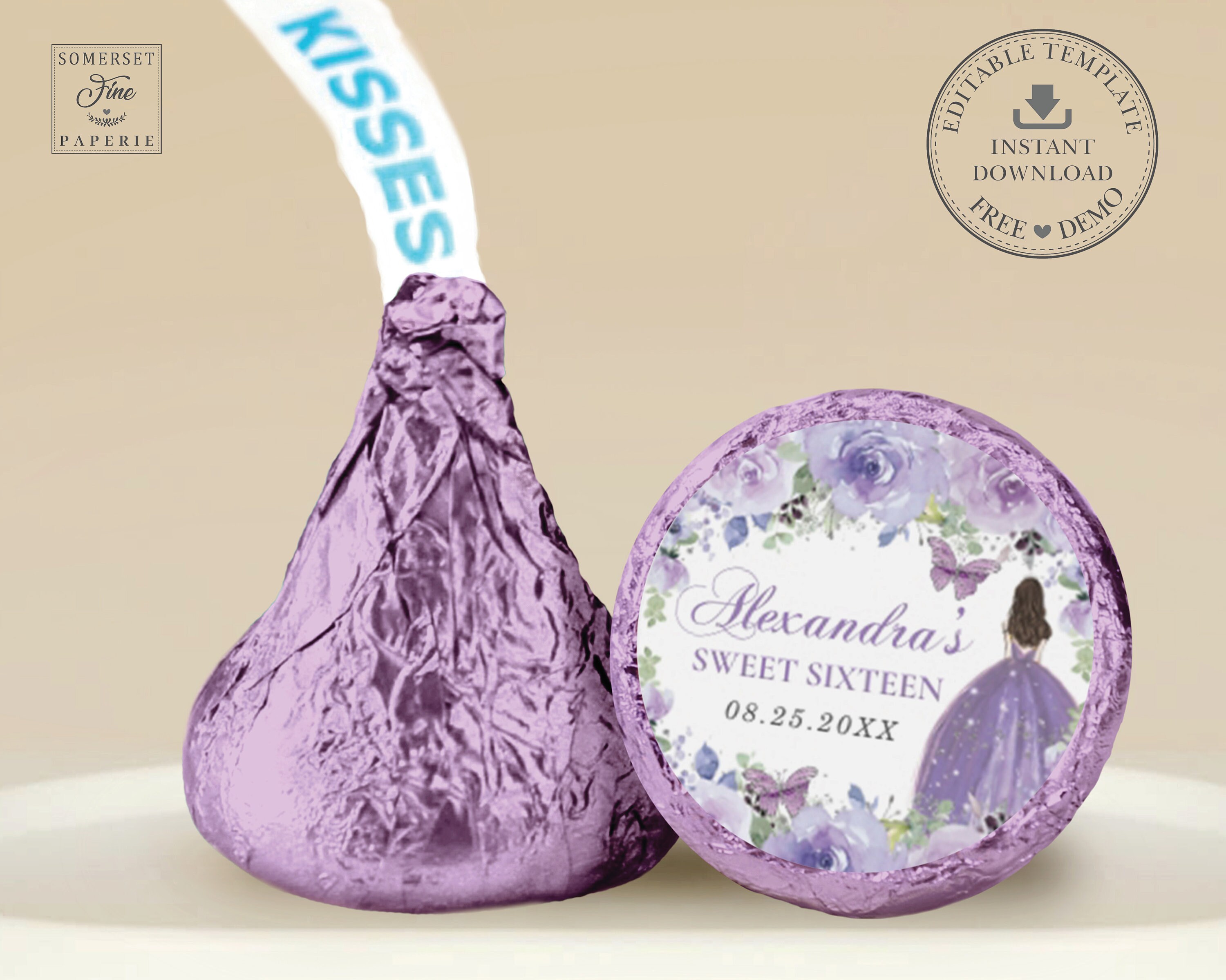 EDITABLE TEMPLATE Hershey's Kisses Round Label Printable - Etsy Australia